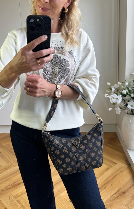 Guess mocha logo dorys satchel bag PM952117