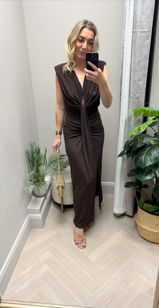Adele brown midi dress
