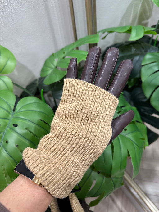 Amelie leather/knit gloves