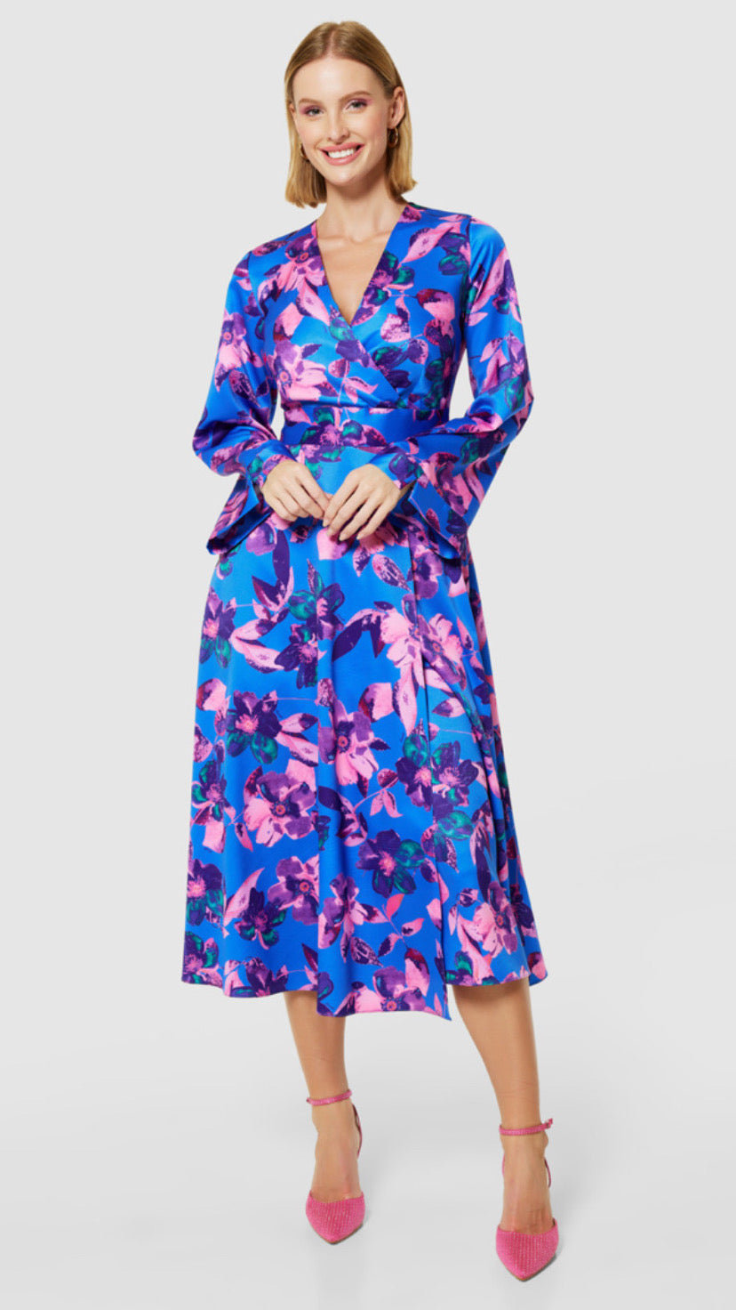 D10222 Floral a line midi dress