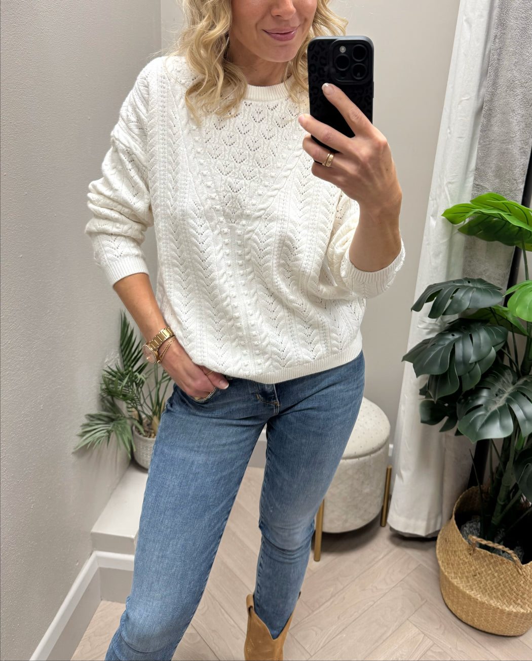 Guess Sylvia pointel cream sweater