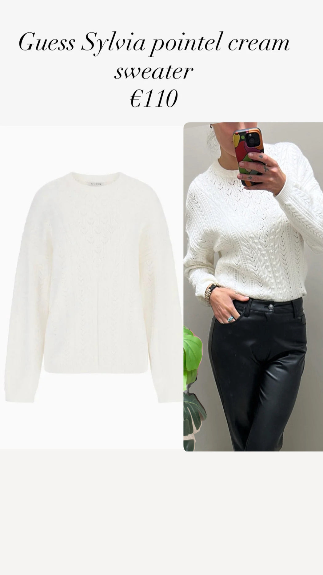 Guess Sylvia pointel cream sweater