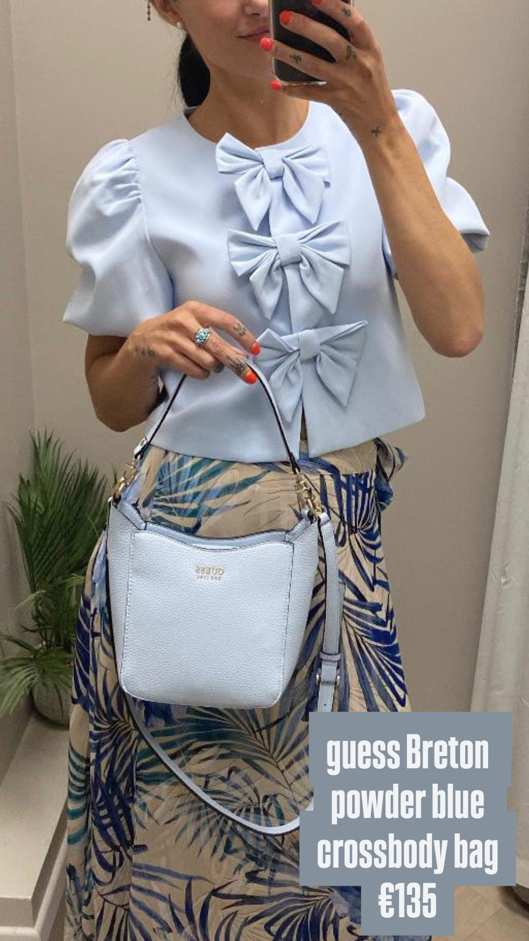 Saffron blue bow detail top