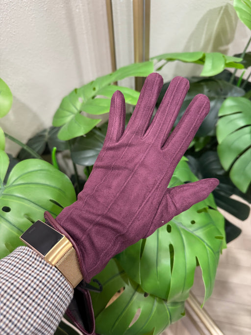 Peggy plum suede gloves