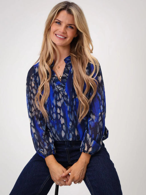 Abstract blue Bella band top