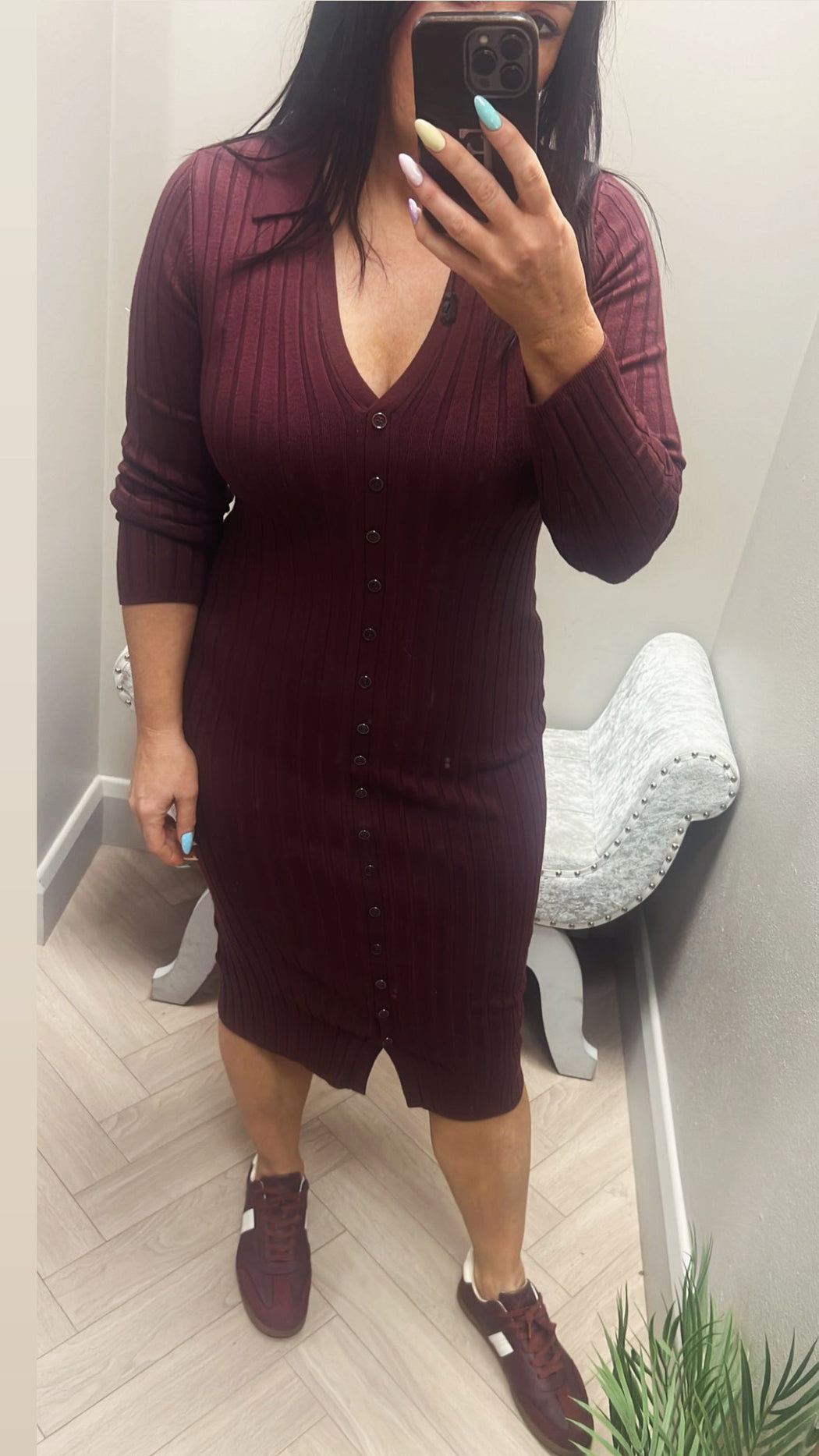 Guess plum Eco Miranda rib Dress