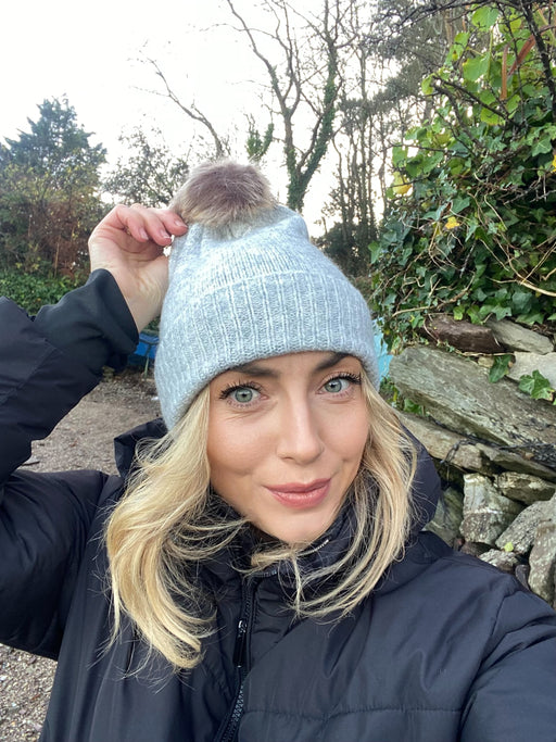 Pam grey pom hat
