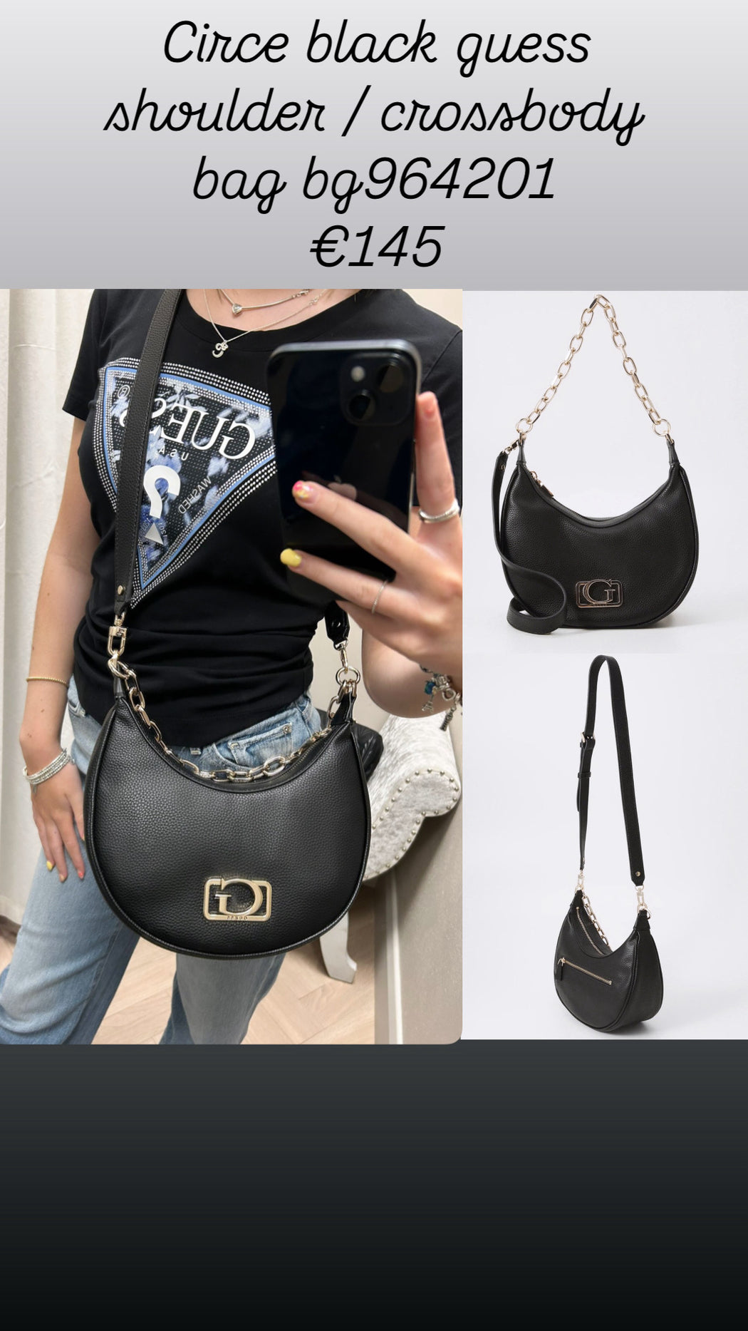 Circe black guess shoulder / crossbody bag bg964201