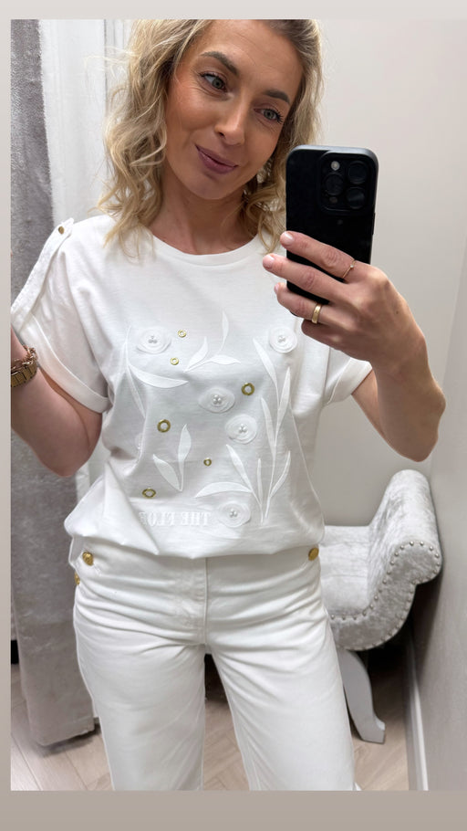 Eyelette cream top