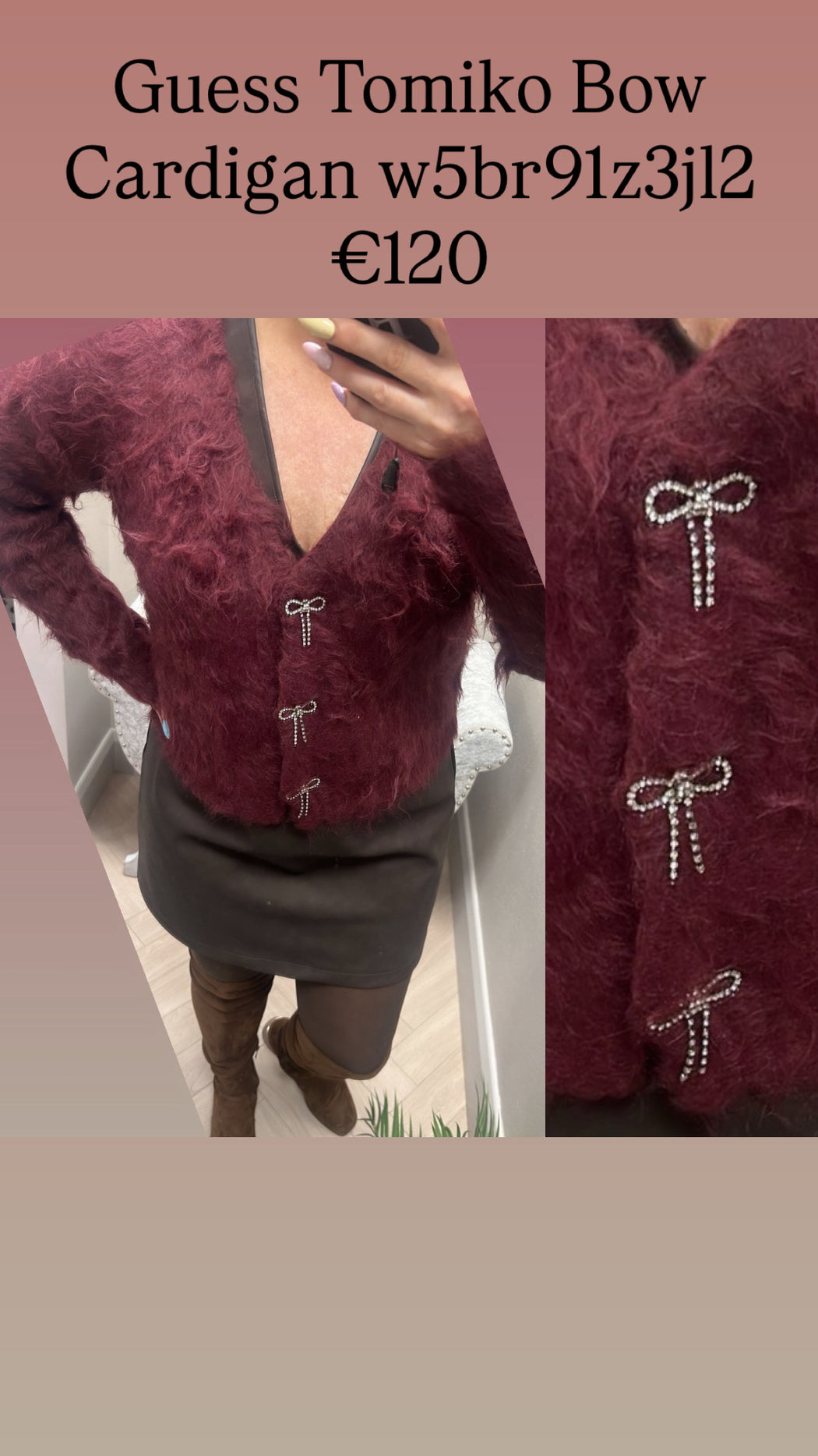 Guess Tomiko Bow Cardigan w5br91z3jl2