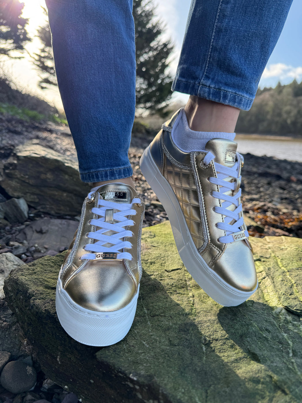 Guess gold quilted sneaker flpgraeke12