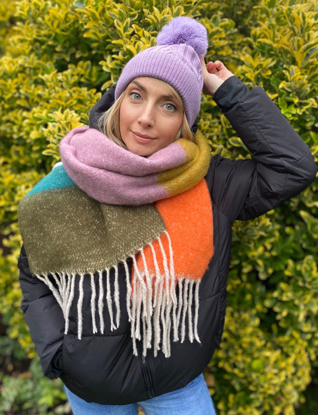 Purple Chloe pom hat