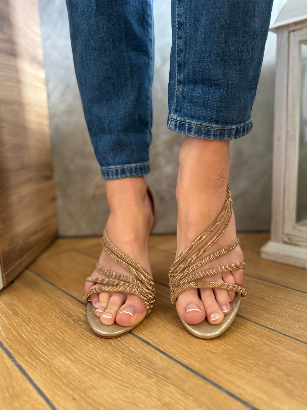 Gold powerscourt heels