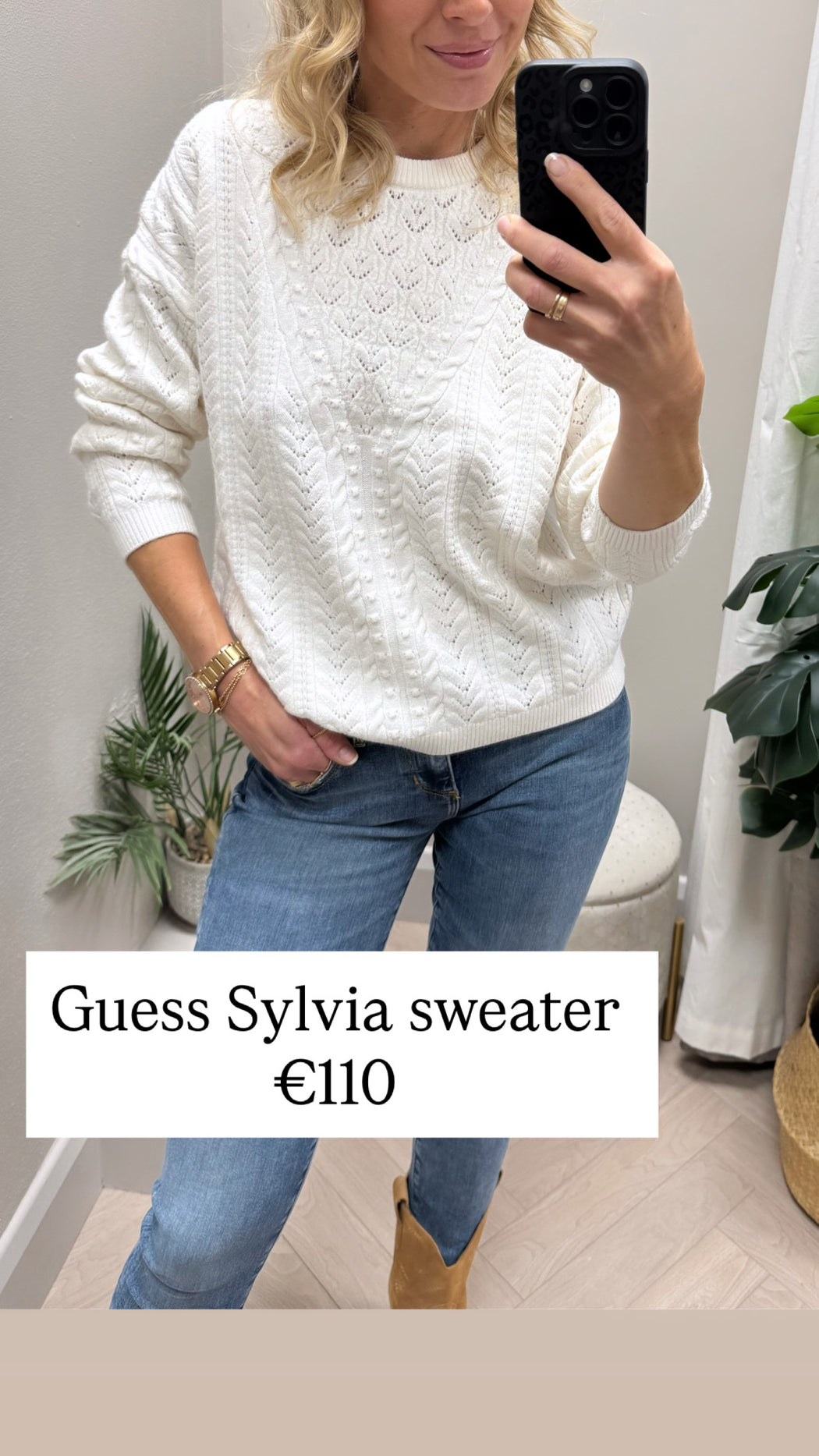 Guess Sylvia pointel cream sweater