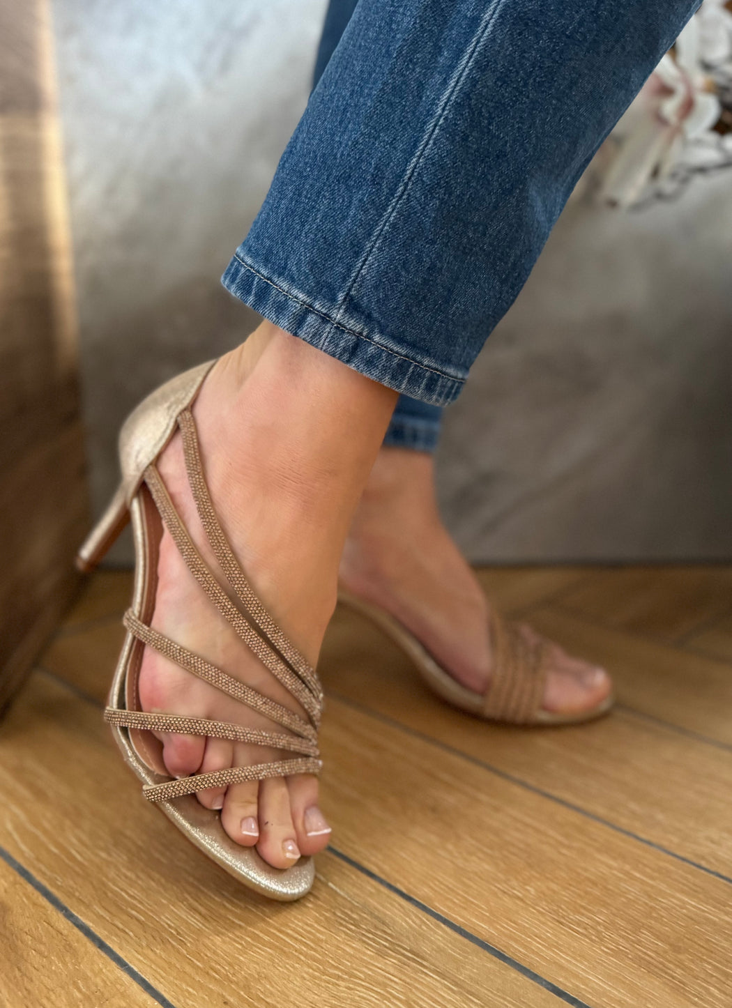Gold powerscourt heels