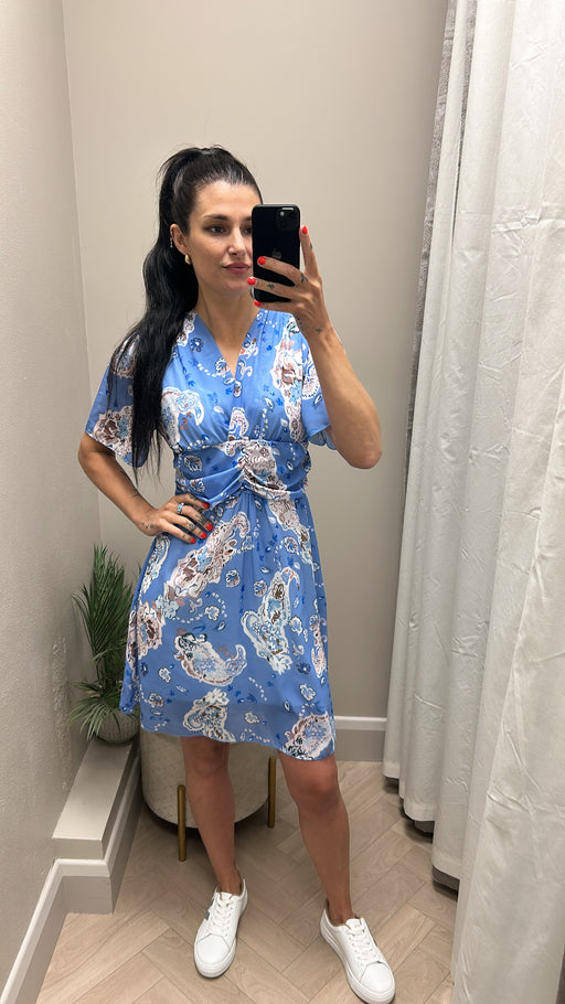 Lyra blue print mini dress