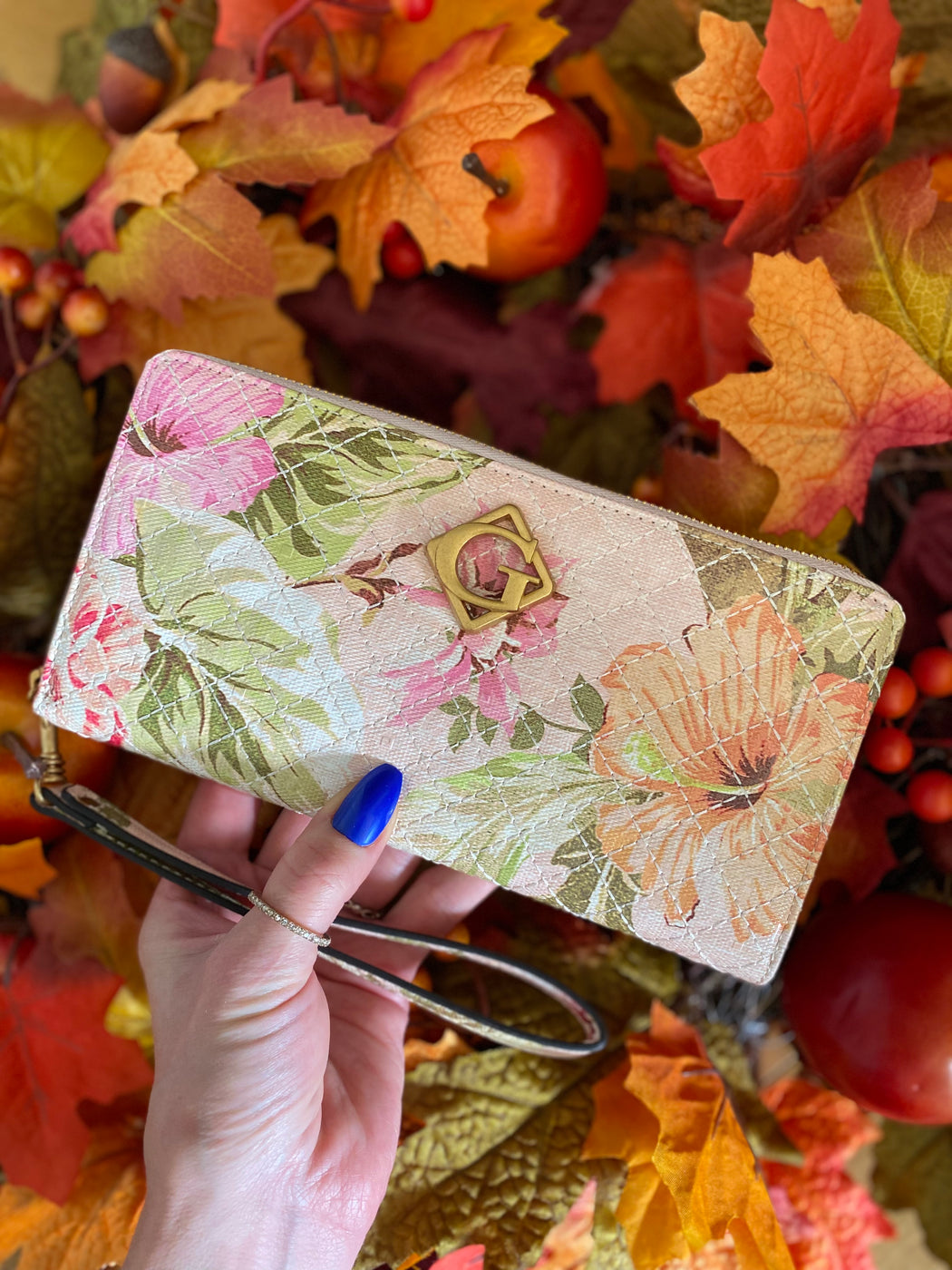 Nerina peach floral organiser wallet