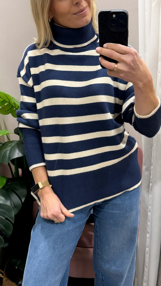 Circe midnight blue stipe knit