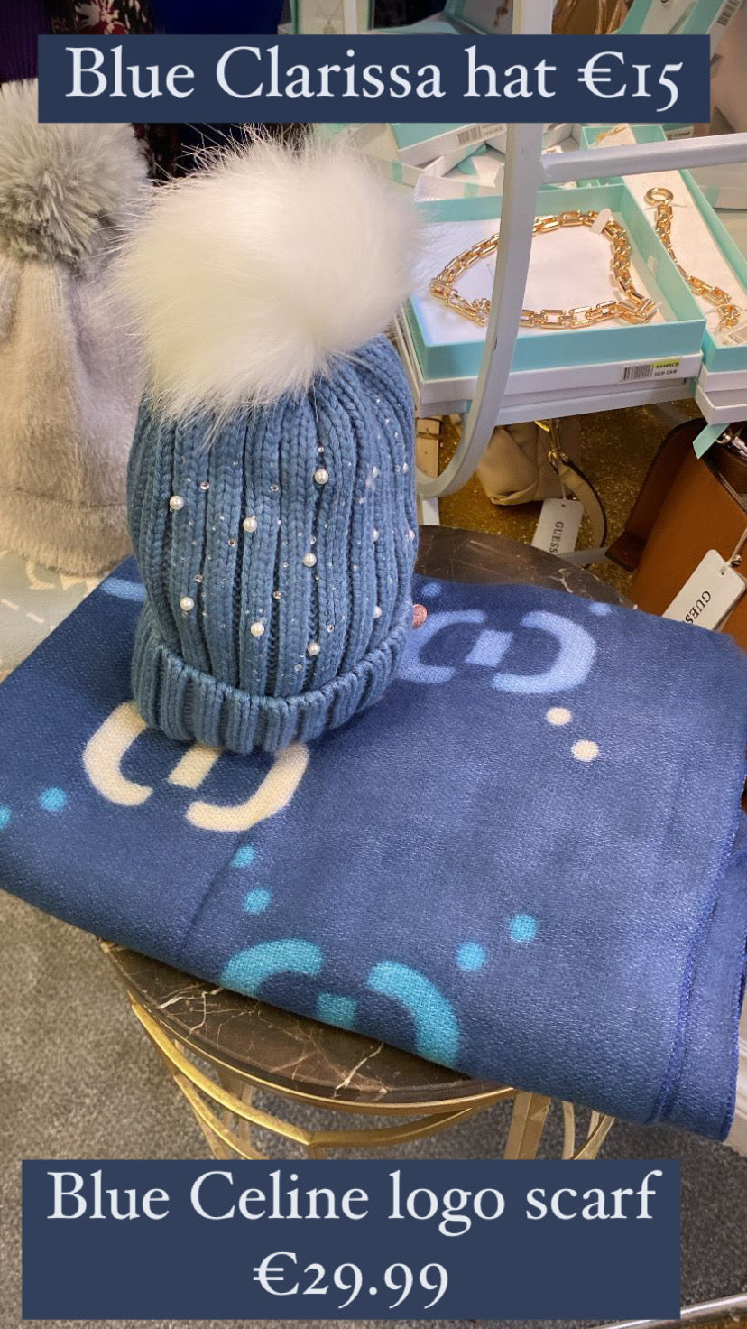 Blue Celine logo scarf