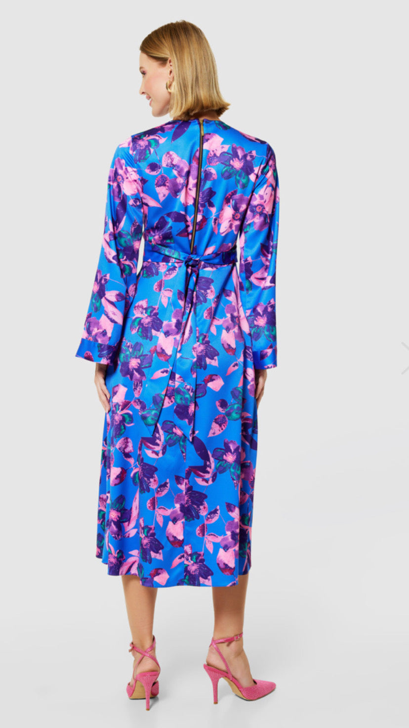 D10222 Floral a line midi dress