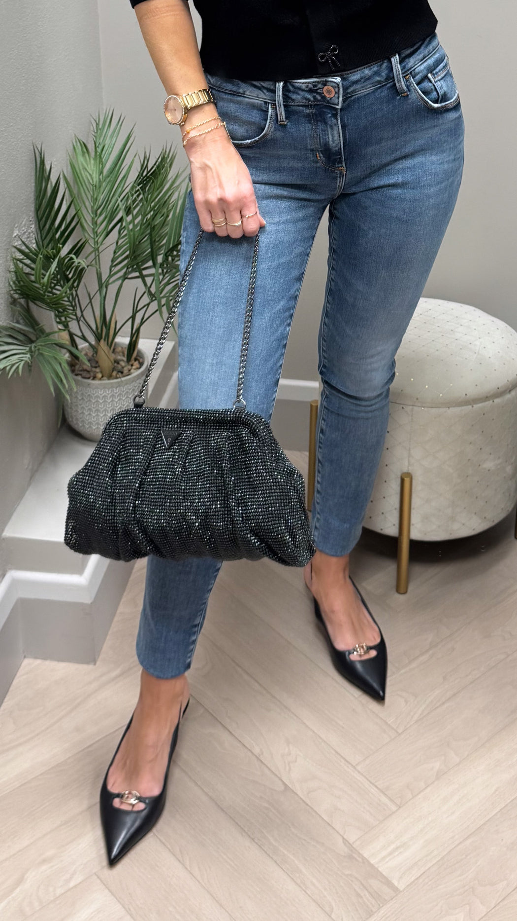 Guess black zalina clutch bag
