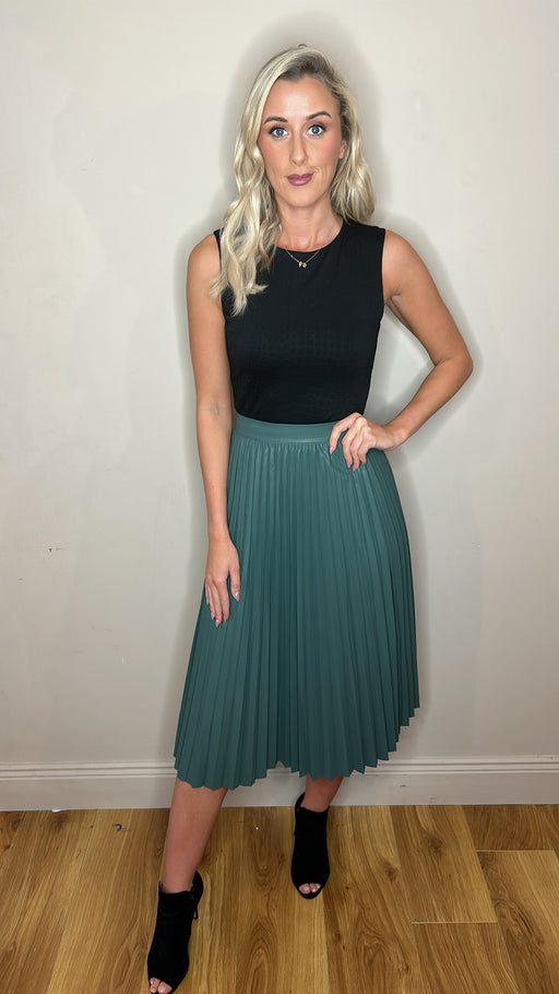 Kyoto pu green leather skirt