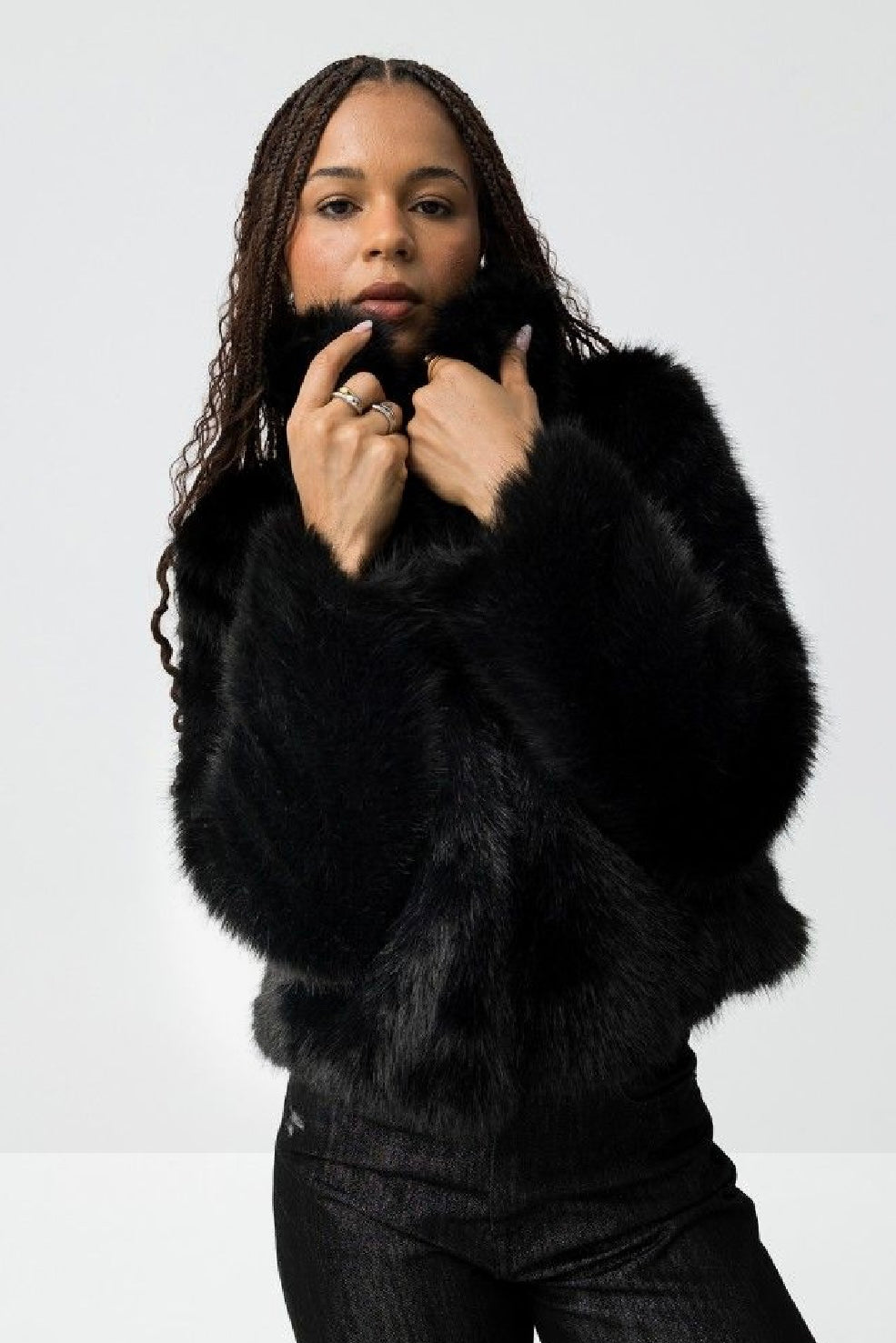 Thretha black faux fur jacket