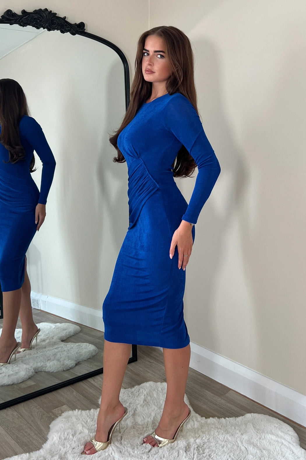 Antonia Blue Wrap Detail Midi Dress