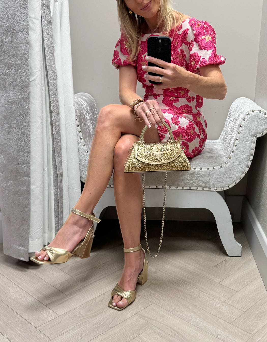 Cayla gold block heels