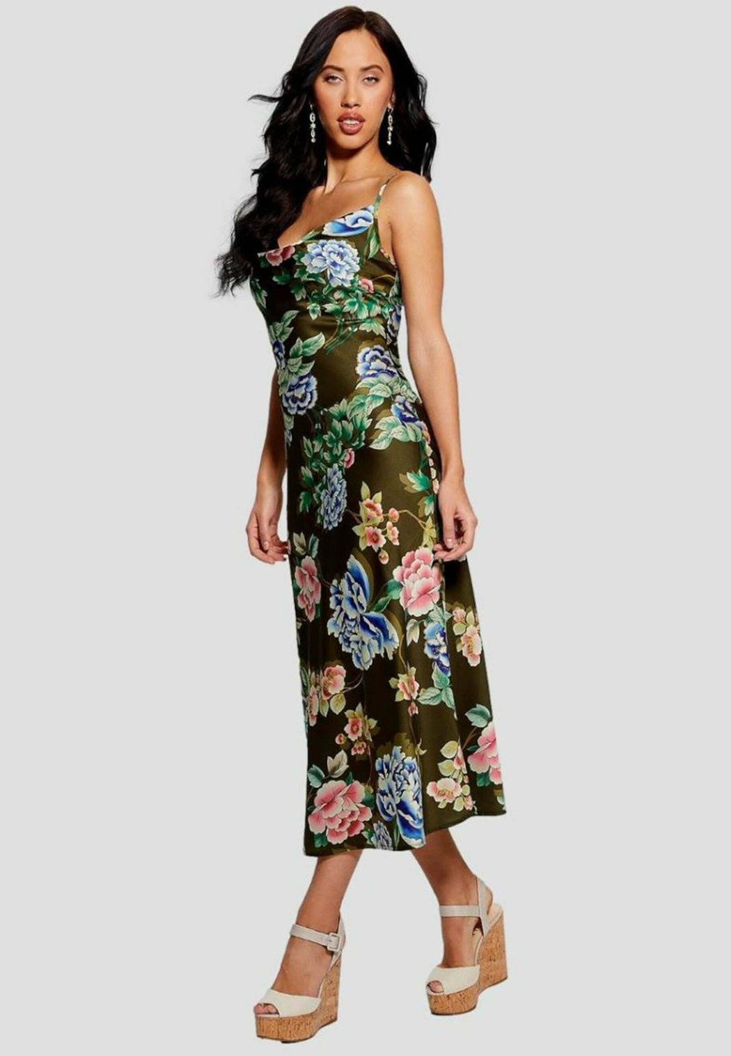 W3GK85WD8G2 guess green floral slip dress