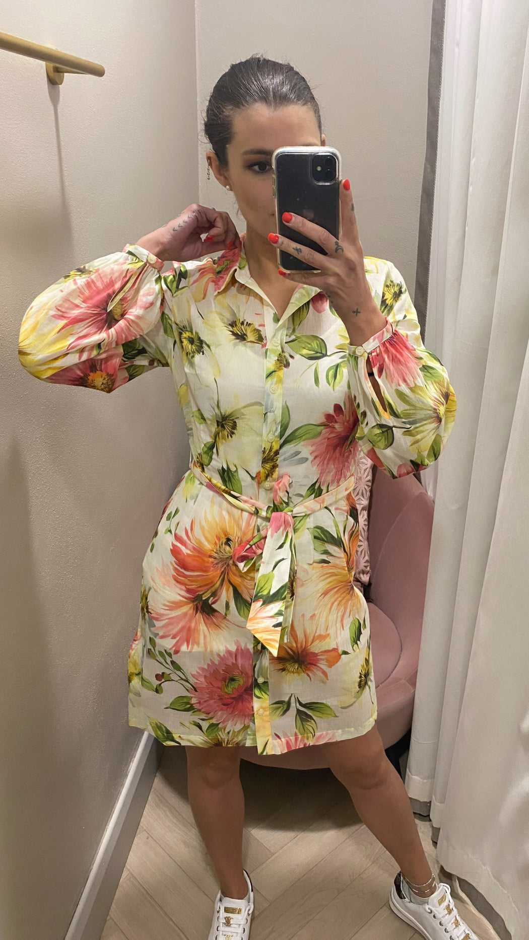 Guess peony floral shirt dress W5GK65WH6C0