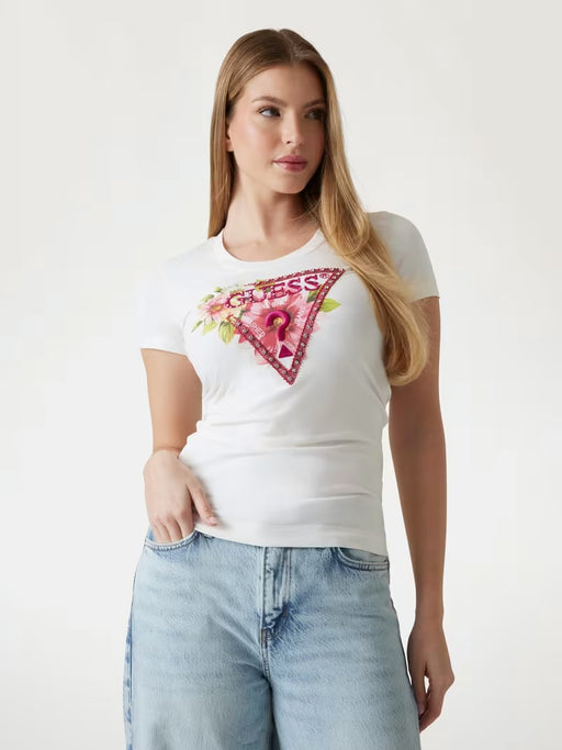 Blush triangle flower beaded tee w5gi10j1314