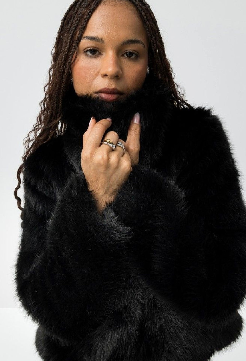 Thretha black faux fur jacket