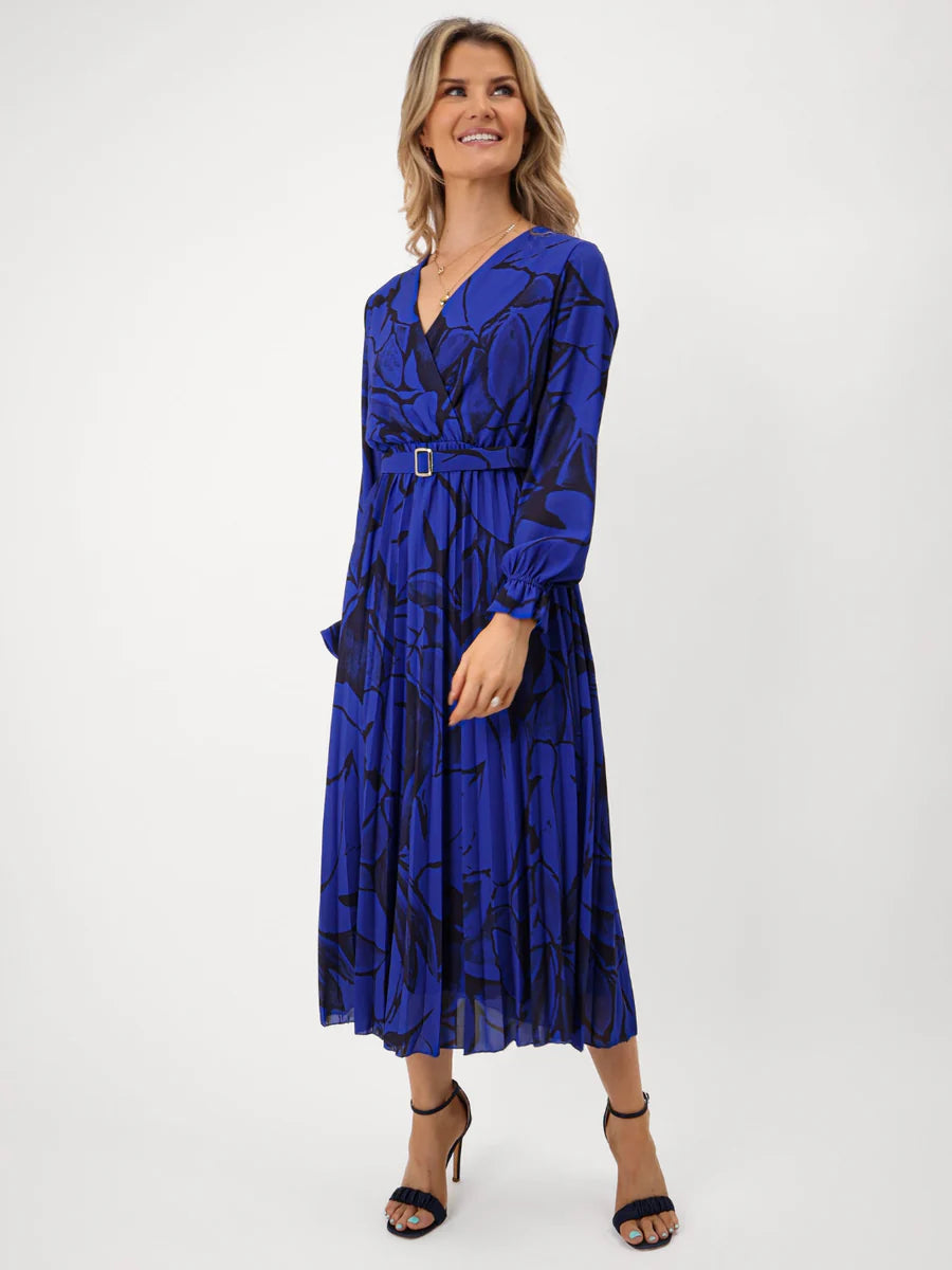 Positano royal blue print midi