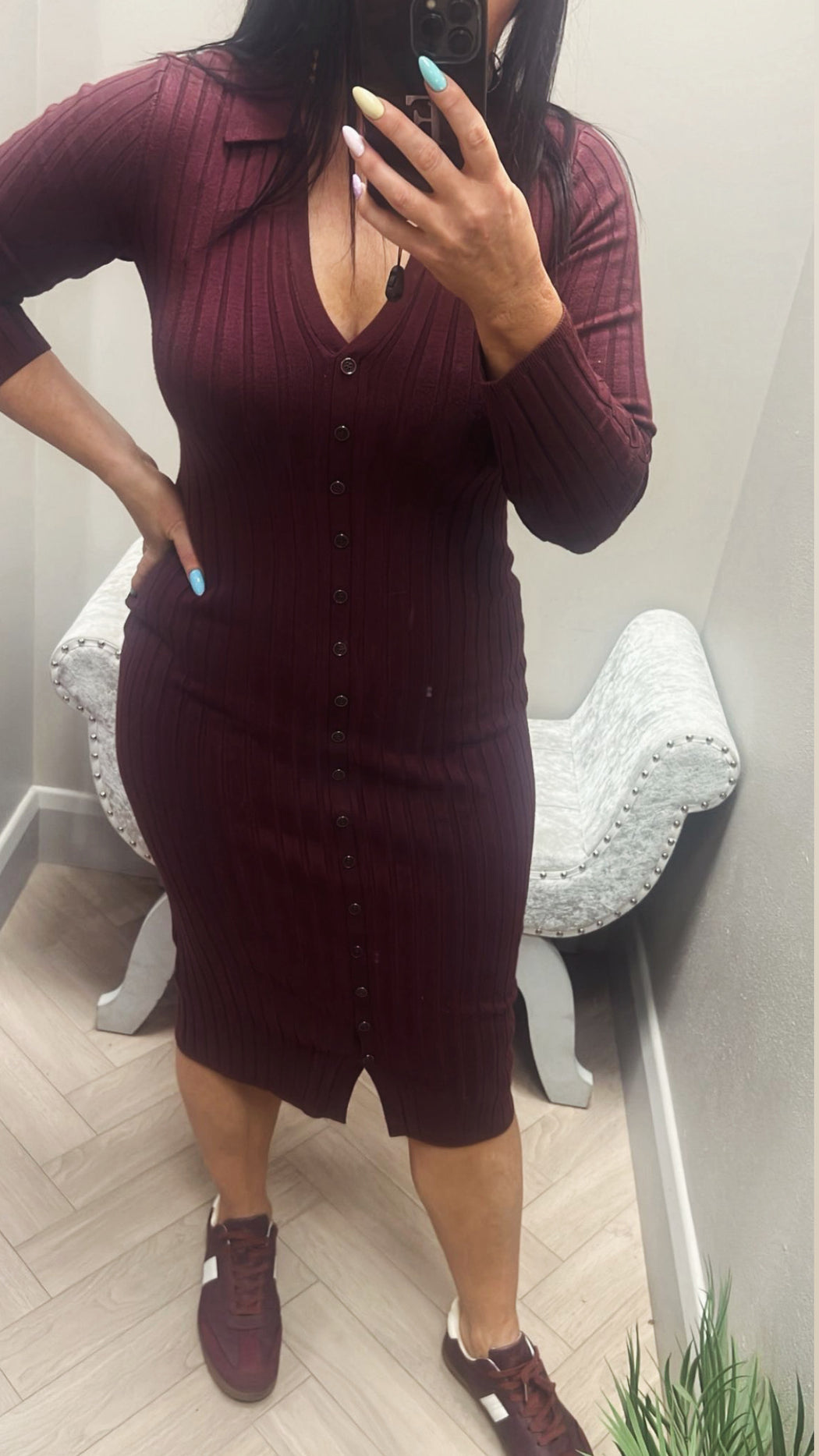Guess plum Eco Miranda rib Dress