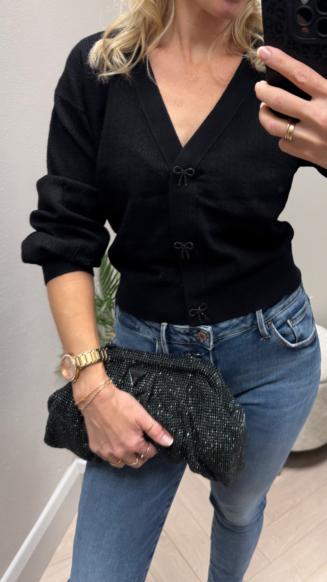 Guess black zalina clutch bag