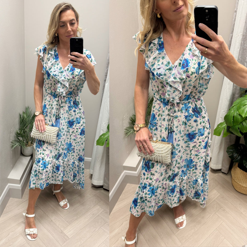 Kate 3516 blue green floral dress