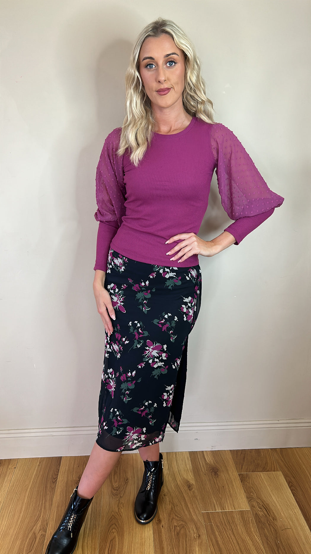Sebastian floral midi skirt
