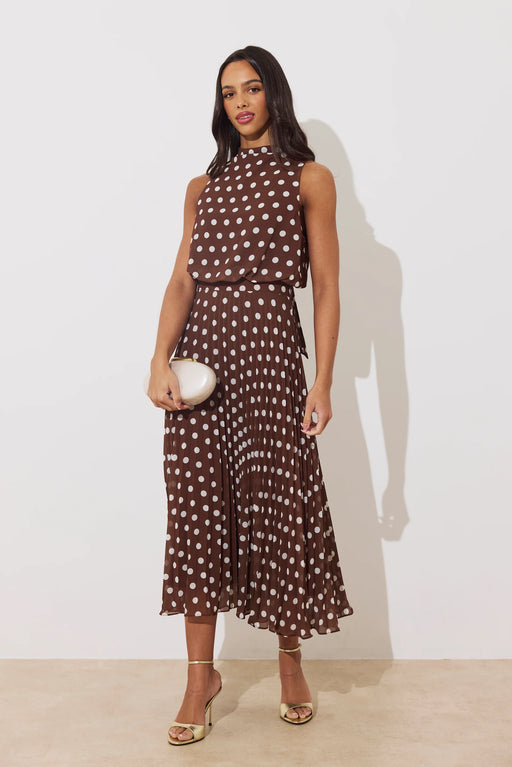 Molly brown drape pleat polka dot midi