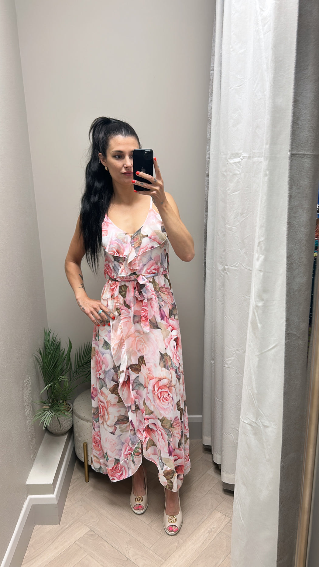 Elsa rose pink midi dress