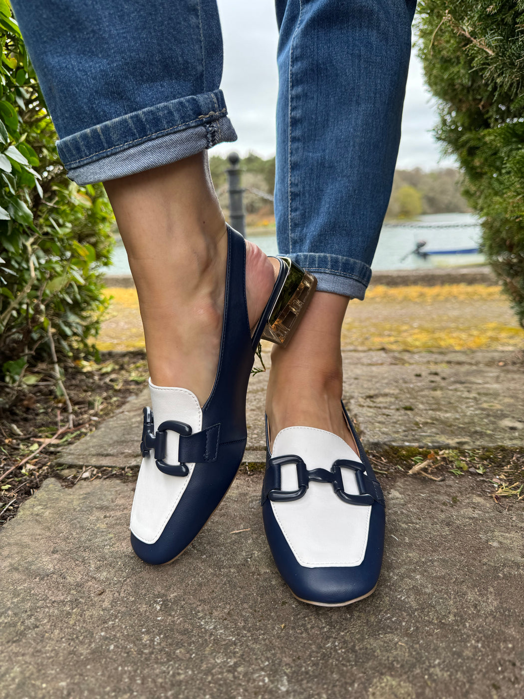 Diraz one cobalt mix sling backs