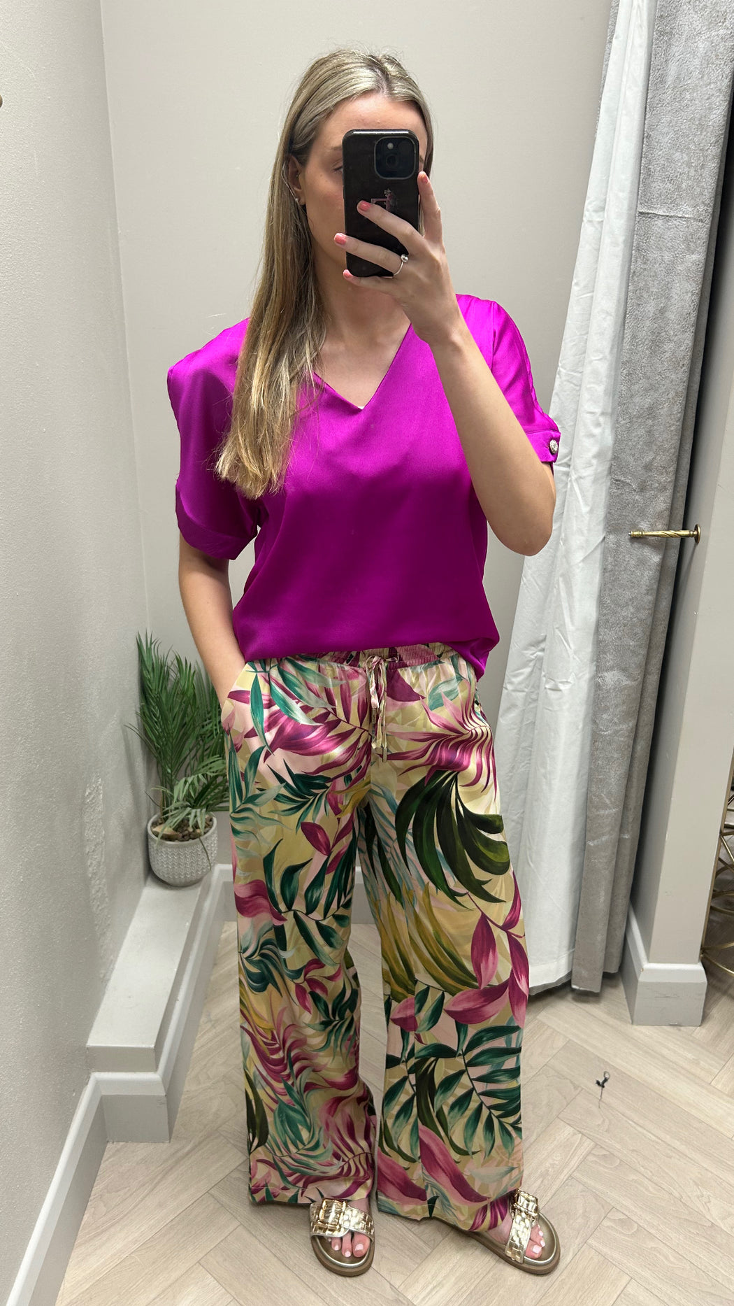 Guess floral Ines wide leg trouser W5GB11WH8C2