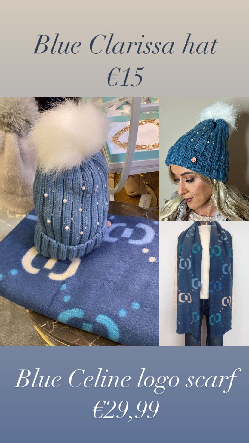 Blue Celine logo scarf