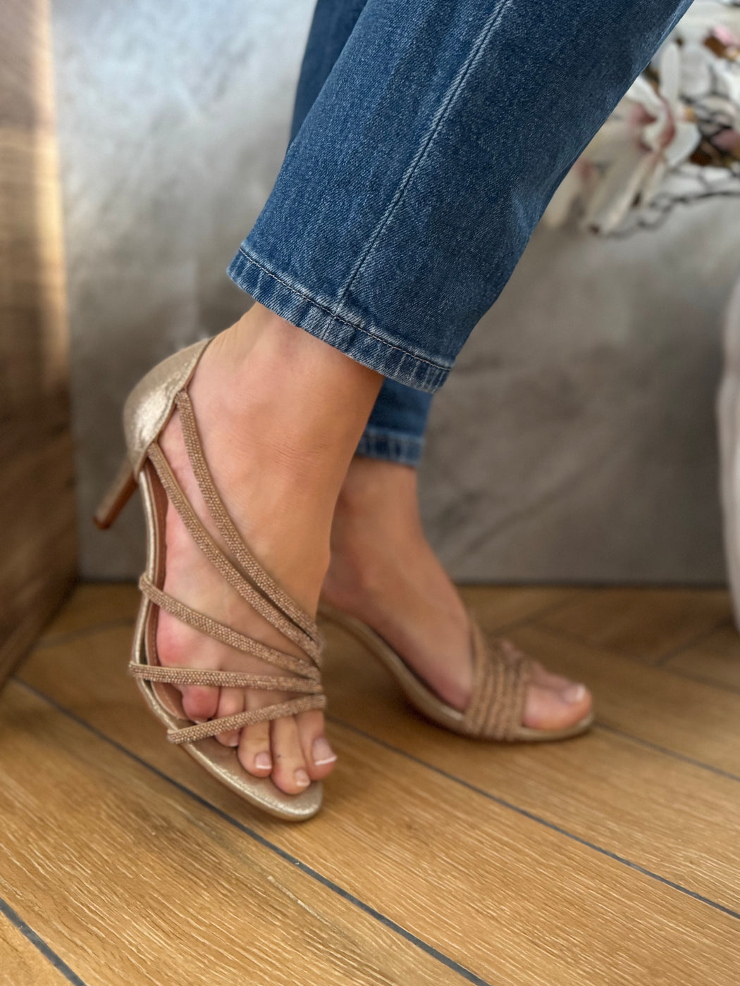Gold powerscourt heels