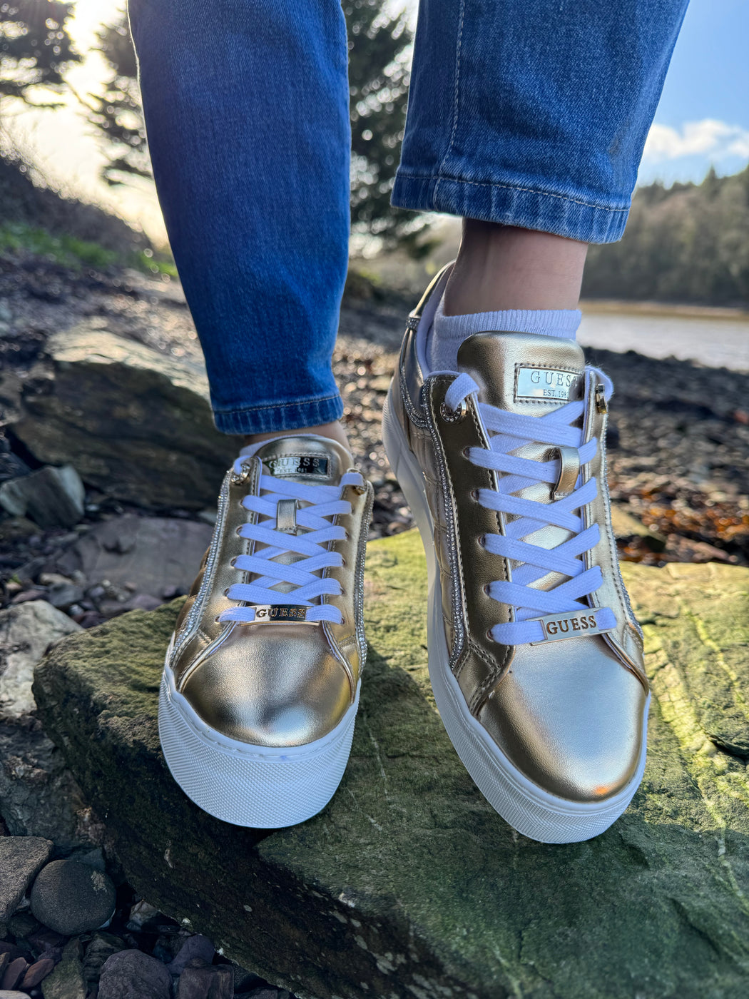 Guess gold quilted sneaker flpgraeke12