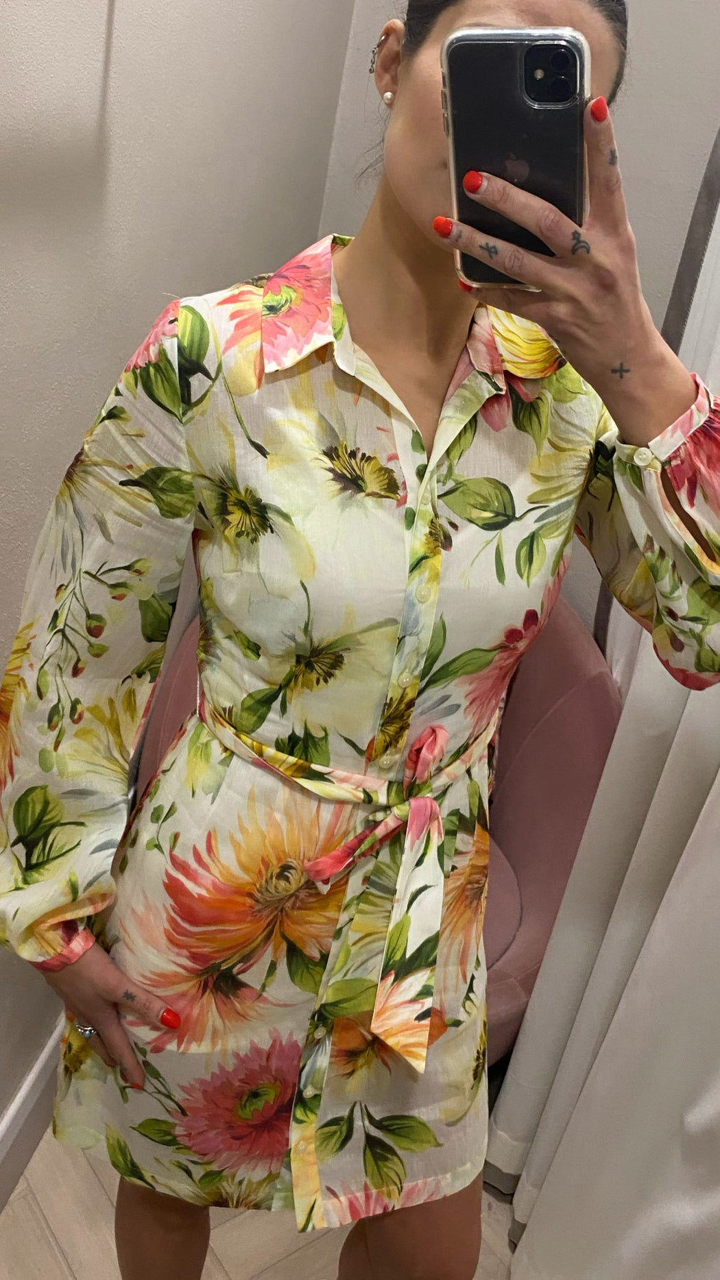 Guess peony floral shirt dress W5GK65WH6C0