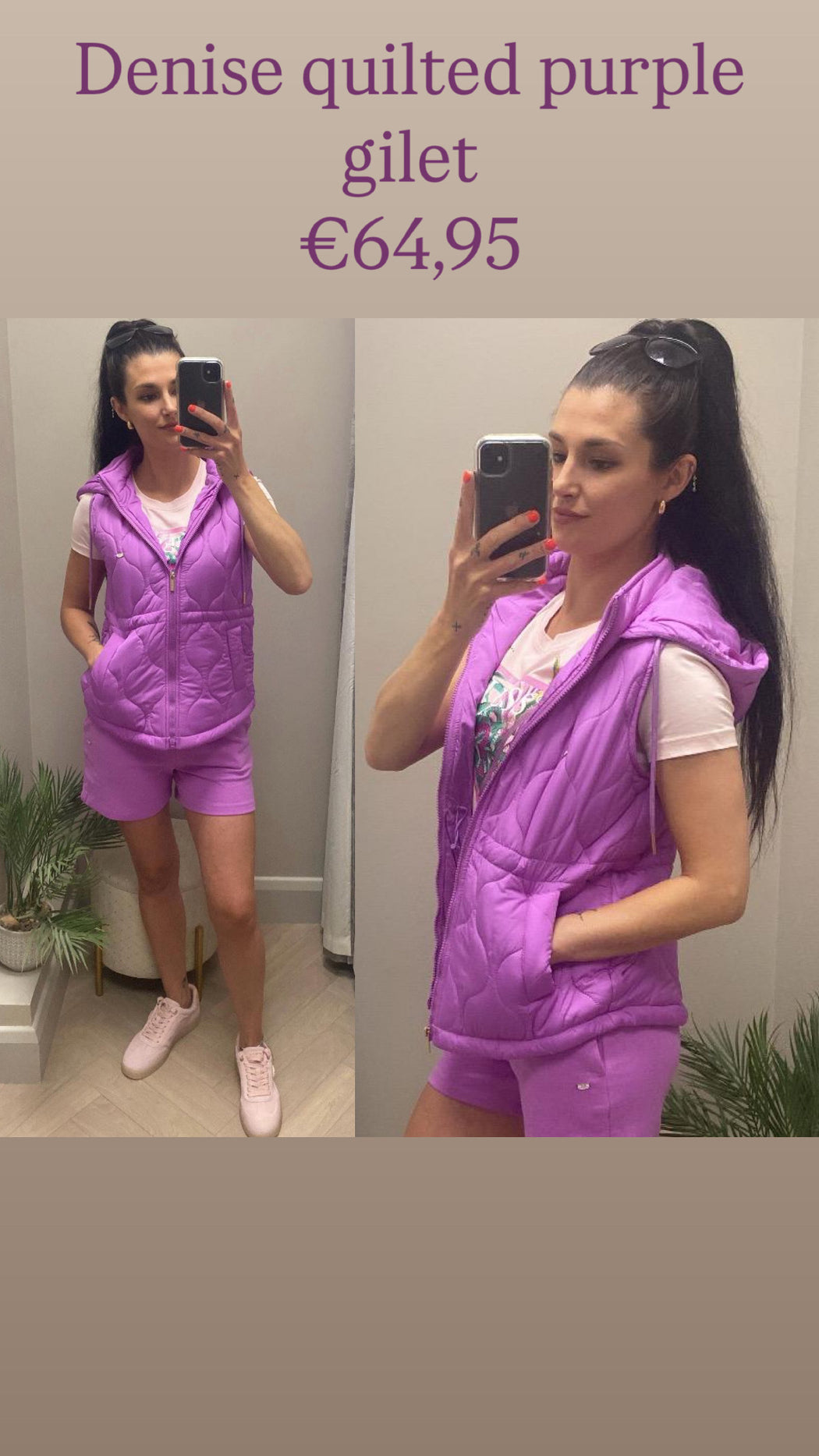 Denise quilted purple gilet