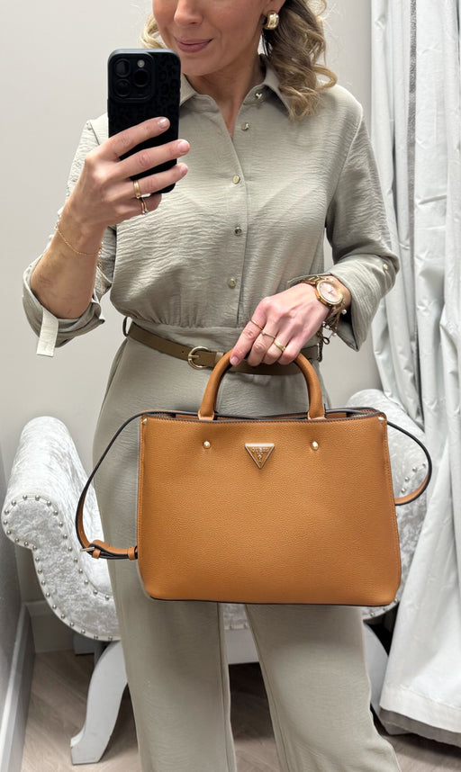 Bg877806 guess cognac meridian girlfriend satchel tote