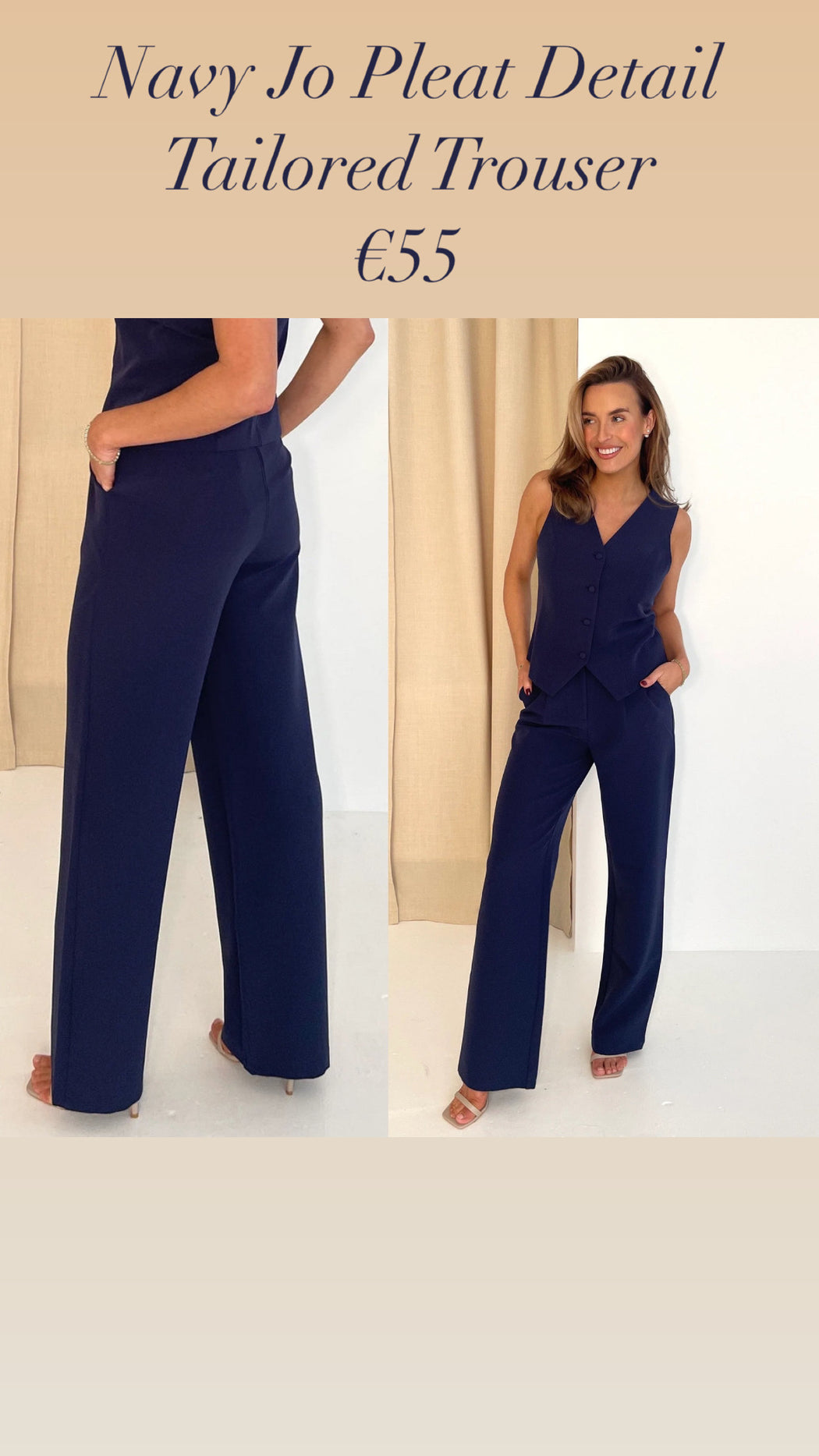 Navy Bobbi Tailored waistcoat