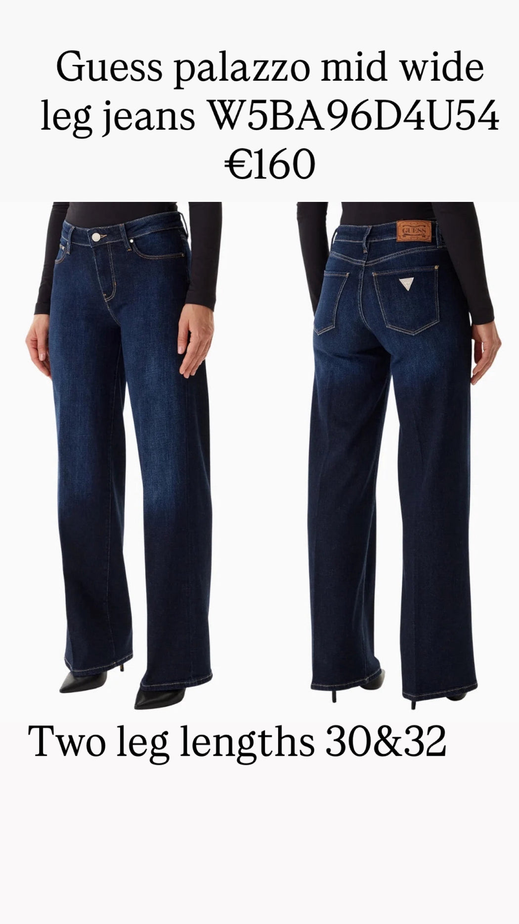 Guess palazzo mid wide leg jeans W5BA96D4U54